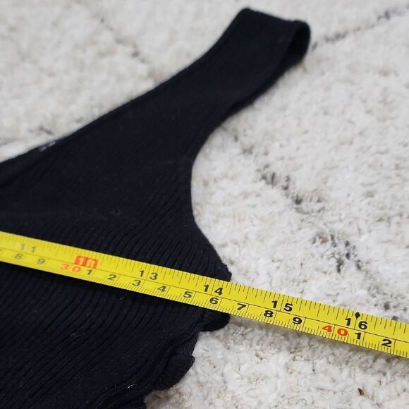 Zara Knit Black Ribbed Dress Sid Lace Up Women Size Medium Whimsigoth Baddie - Picture 5 of 8